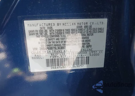 2025 Nissan Kicks S Intelligent Awd z USA, uszkodzony, nr VIN 3N8AP6BB7SL363097